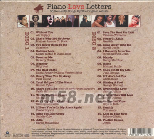 PIANO LOVE LETTERS專輯背面圖片