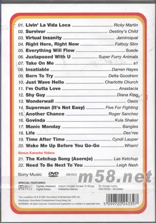 SONY MUSIC TV SIGNAL DVD專輯背面圖片