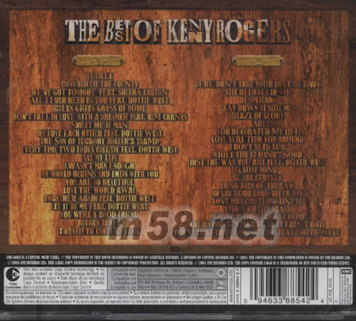 THE BEST OF KENNY ROGERS專輯背面圖片
