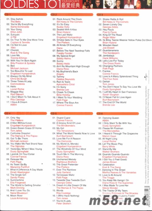 OLDIES 101: YOUR FAVORITE (6CD) 最愛經典專輯背面圖片