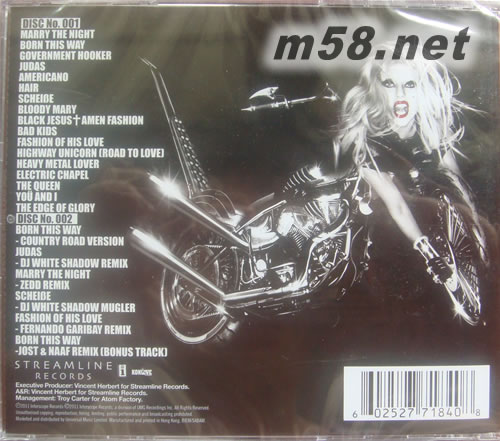 Born This Way 天生完美(2CD精裝盤)香港版專輯背面圖片