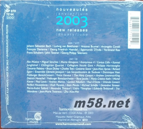 NOUVEAUTES HARMONIA MUNDI JANVIER-JUIN 2003法語合唱輯及純音樂專輯背面圖片