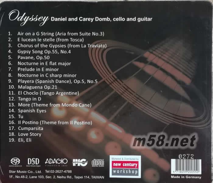 阿波羅第二集 Apollo II Odyssey Daniel and Carey Domb, cello and guitar 大提琴與吉它 SACD專輯背面圖片