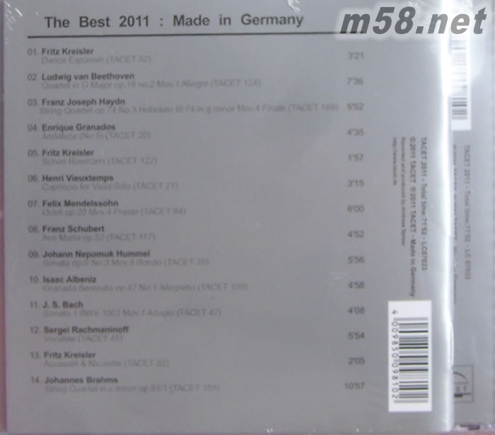 膽咪2011 TACET 精選The Best of TACET 2011 - 扣人心弦 真空管專輯背面圖片