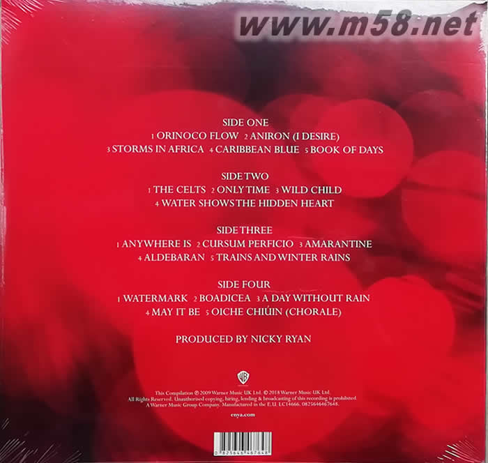 The Very Best Of Enya 雙黑膠專輯背面圖片