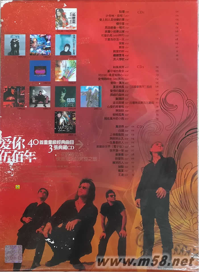 愛你伍佰年 世紀典藏原音精選40首 3CD專輯背面圖片