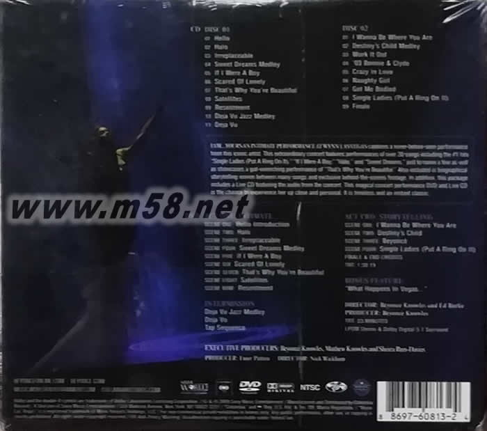 I AM...YOURS LAS VEGAS 拉斯維加斯親密接觸演唱會DVD+2CD(美國版)專輯背面圖片