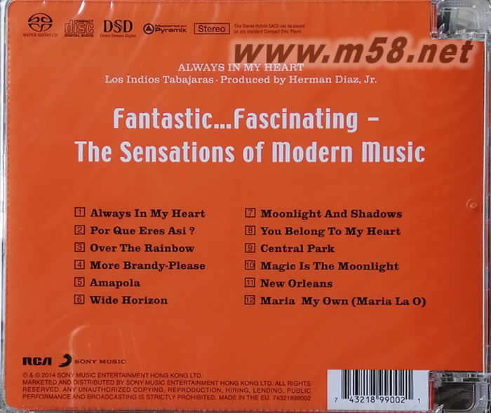 紅番吉它 ALWAYS IN MY HEART(常駐我心) SACD專輯背面圖片