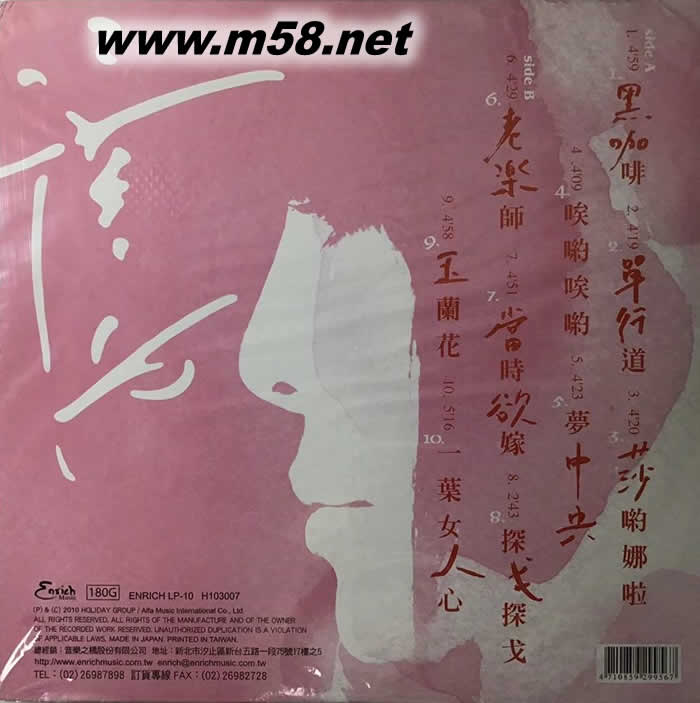 當時欲嫁 黑膠專輯背面圖片