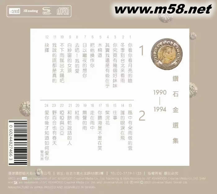 鉆石金選集1990-1994 上下集 雙 NEW XRCD專輯背面圖片