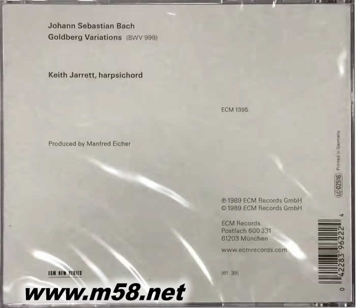 巴赫 哥德堡變奏曲 BACH GOLDBERG VARIATIONS專輯背面圖片