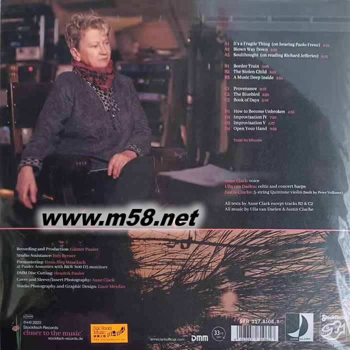 安妮 克拉克邊疆-迷失世界的天籟 Anne Clark Borderland - Found Music For A Lost World 雙黑膠專輯背面圖片
